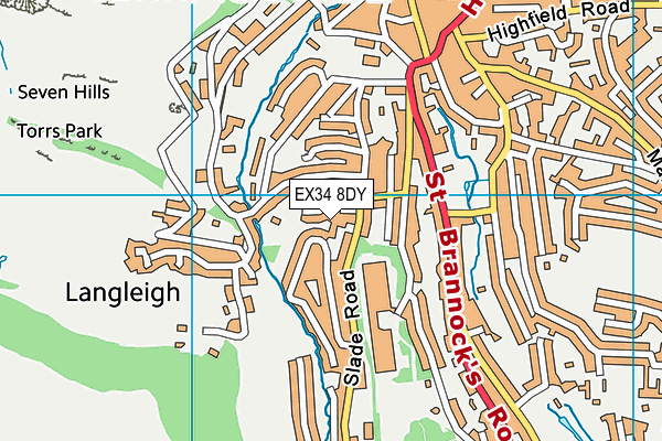 EX34 8DY map - OS VectorMap District (Ordnance Survey)