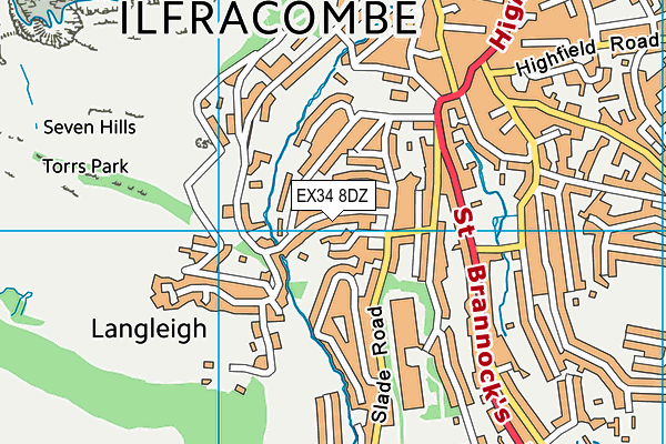 EX34 8DZ map - OS VectorMap District (Ordnance Survey)