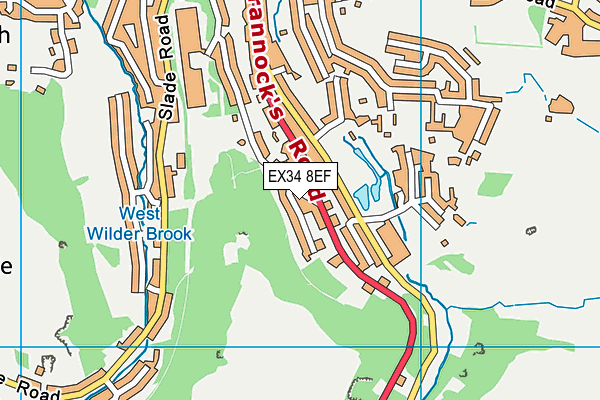 EX34 8EF map - OS VectorMap District (Ordnance Survey)