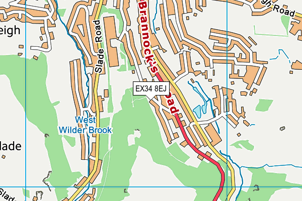 EX34 8EJ map - OS VectorMap District (Ordnance Survey)