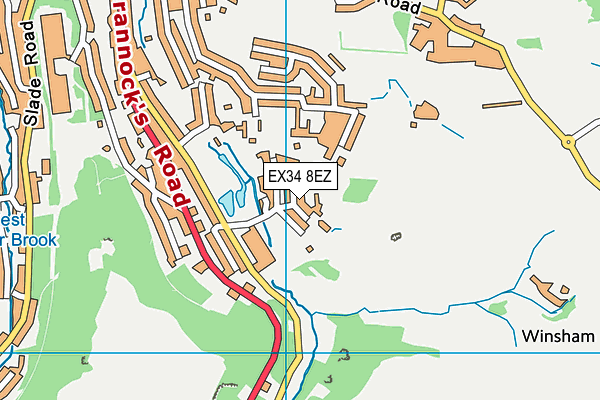 EX34 8EZ map - OS VectorMap District (Ordnance Survey)