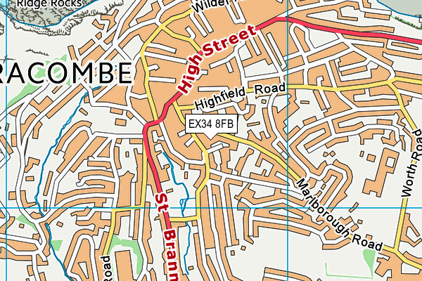 EX34 8FB map - OS VectorMap District (Ordnance Survey)