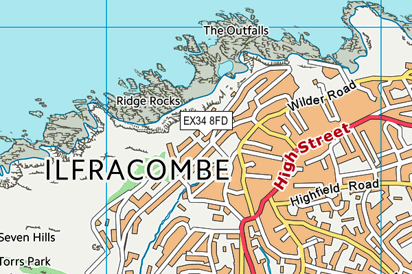 EX34 8FD map - OS VectorMap District (Ordnance Survey)