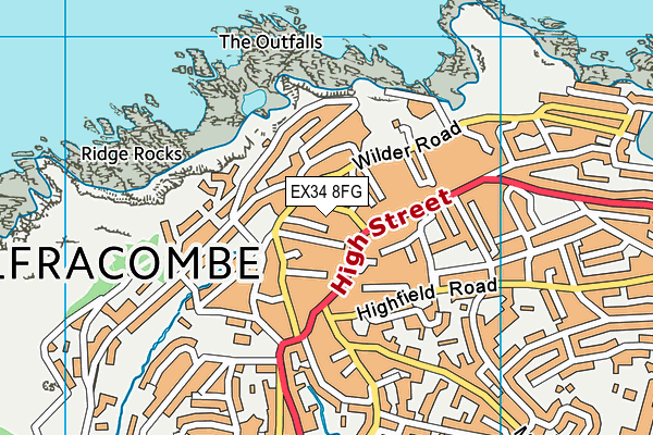 EX34 8FG map - OS VectorMap District (Ordnance Survey)