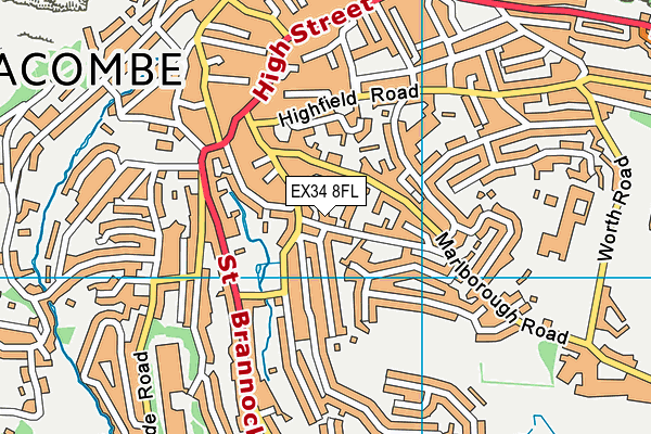 EX34 8FL map - OS VectorMap District (Ordnance Survey)