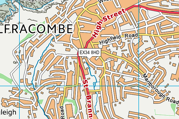 EX34 8HD map - OS VectorMap District (Ordnance Survey)