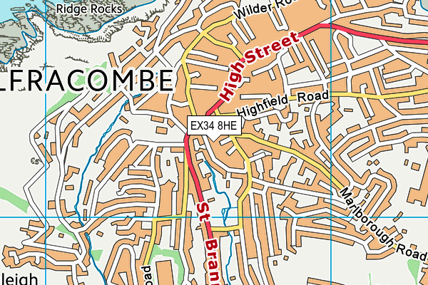 EX34 8HE map - OS VectorMap District (Ordnance Survey)