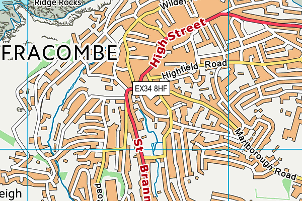 EX34 8HF map - OS VectorMap District (Ordnance Survey)