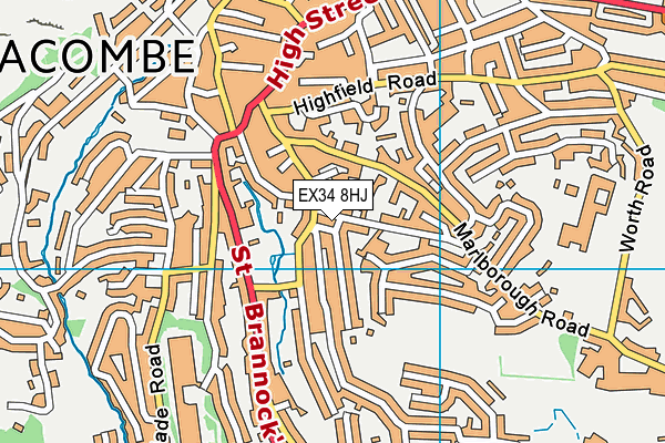 EX34 8HJ map - OS VectorMap District (Ordnance Survey)