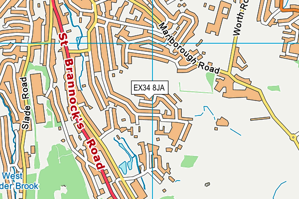 EX34 8JA map - OS VectorMap District (Ordnance Survey)