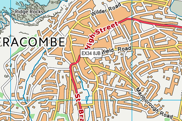 EX34 8JB map - OS VectorMap District (Ordnance Survey)