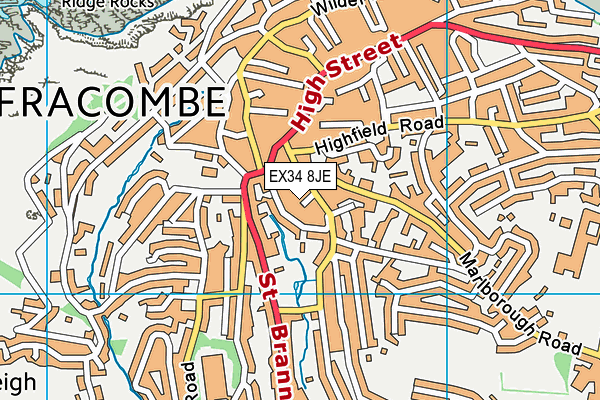 EX34 8JE map - OS VectorMap District (Ordnance Survey)