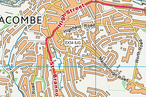 EX34 8JG map - OS VectorMap District (Ordnance Survey)