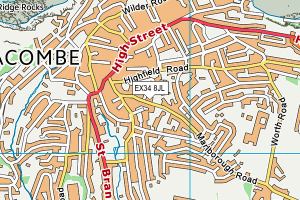 EX34 8JL map - OS VectorMap District (Ordnance Survey)