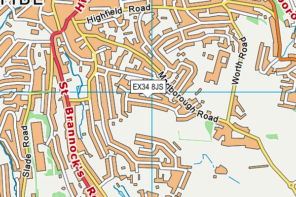EX34 8JS map - OS VectorMap District (Ordnance Survey)