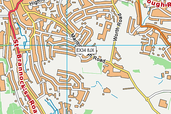 EX34 8JX map - OS VectorMap District (Ordnance Survey)