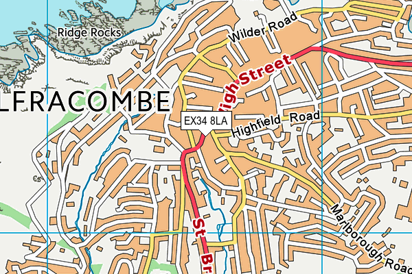 EX34 8LA map - OS VectorMap District (Ordnance Survey)