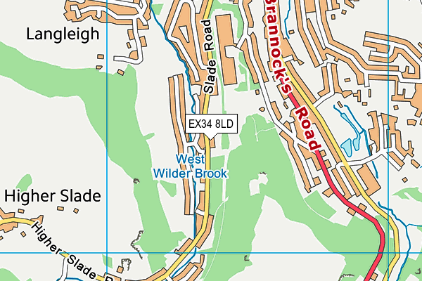 EX34 8LD map - OS VectorMap District (Ordnance Survey)