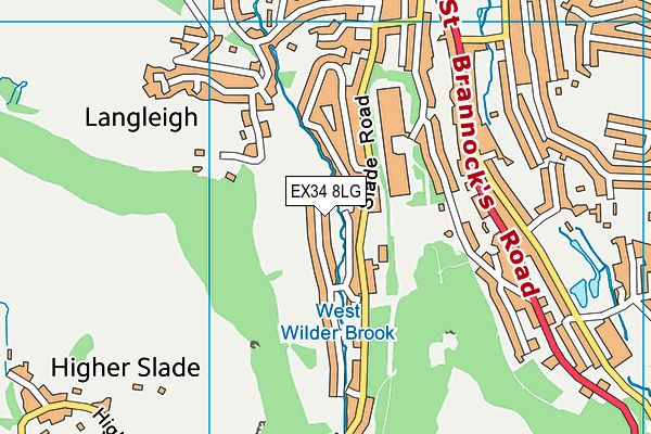 EX34 8LG map - OS VectorMap District (Ordnance Survey)