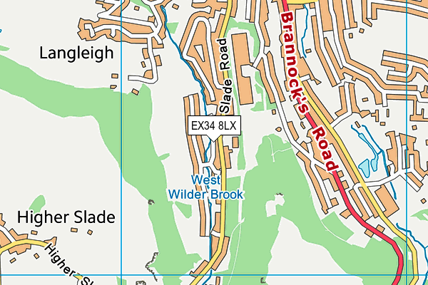 EX34 8LX map - OS VectorMap District (Ordnance Survey)