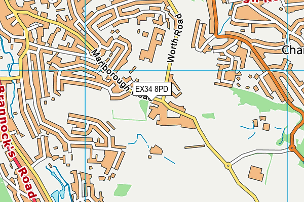 EX34 8PD map - OS VectorMap District (Ordnance Survey)