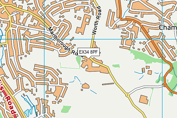 EX34 8PF map - OS VectorMap District (Ordnance Survey)