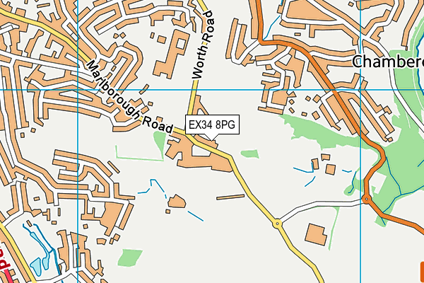 EX34 8PG map - OS VectorMap District (Ordnance Survey)