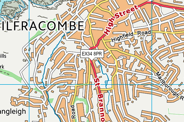 EX34 8PR map - OS VectorMap District (Ordnance Survey)