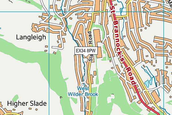 EX34 8PW map - OS VectorMap District (Ordnance Survey)
