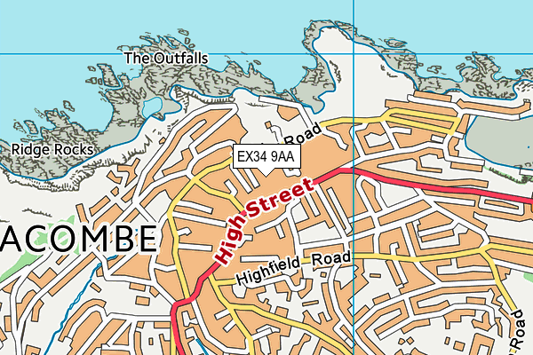 EX34 9AA map - OS VectorMap District (Ordnance Survey)