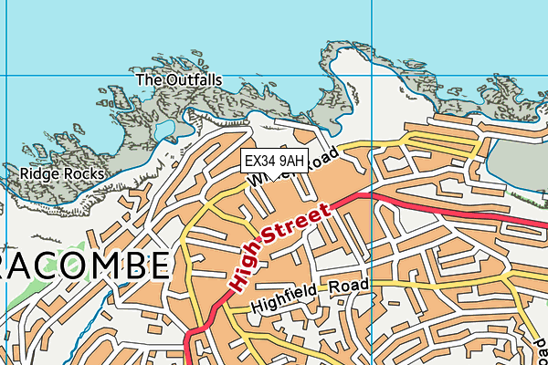 EX34 9AH map - OS VectorMap District (Ordnance Survey)