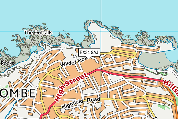 EX34 9AJ map - OS VectorMap District (Ordnance Survey)