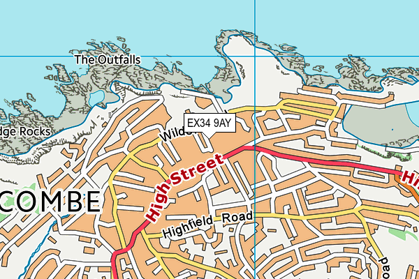 EX34 9AY map - OS VectorMap District (Ordnance Survey)