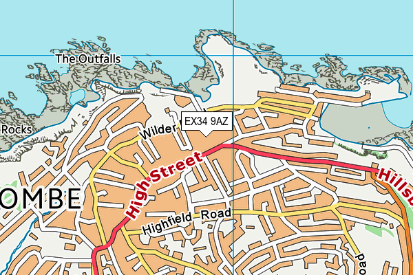 EX34 9AZ map - OS VectorMap District (Ordnance Survey)