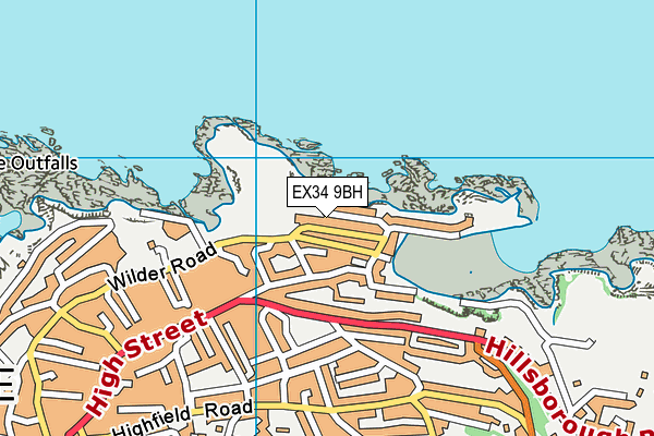 EX34 9BH map - OS VectorMap District (Ordnance Survey)