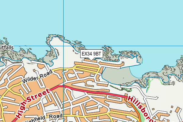 EX34 9BT map - OS VectorMap District (Ordnance Survey)