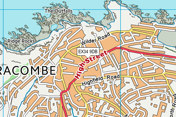 EX34 9DB map - OS VectorMap District (Ordnance Survey)