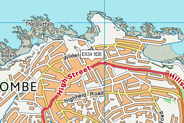 EX34 9DE map - OS VectorMap District (Ordnance Survey)