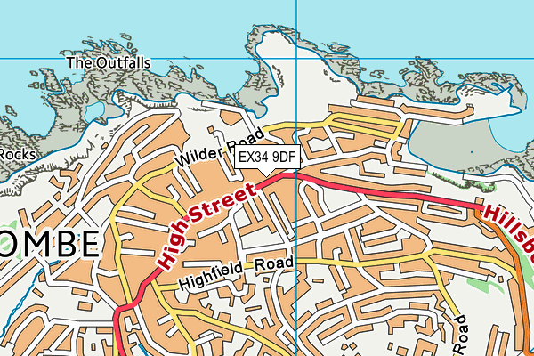 EX34 9DF map - OS VectorMap District (Ordnance Survey)