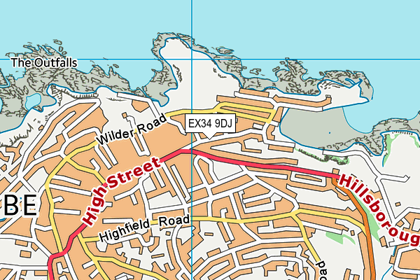 EX34 9DJ map - OS VectorMap District (Ordnance Survey)