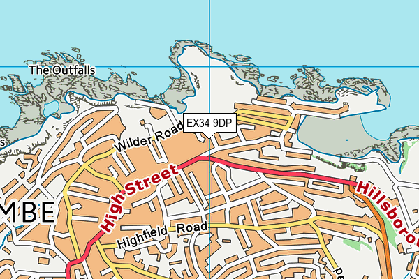 EX34 9DP map - OS VectorMap District (Ordnance Survey)