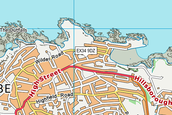 EX34 9DZ map - OS VectorMap District (Ordnance Survey)