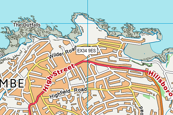 EX34 9ES map - OS VectorMap District (Ordnance Survey)