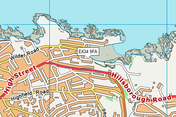 EX34 9FA map - OS VectorMap District (Ordnance Survey)