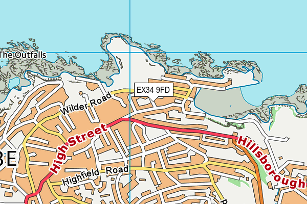 EX34 9FD map - OS VectorMap District (Ordnance Survey)