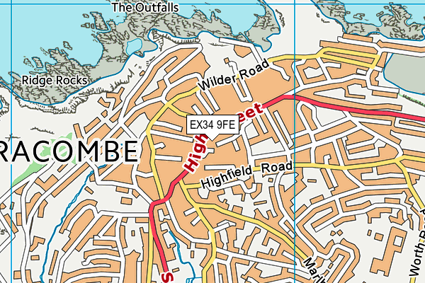 EX34 9FE map - OS VectorMap District (Ordnance Survey)