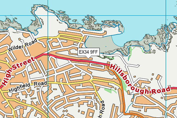 EX34 9FF map - OS VectorMap District (Ordnance Survey)