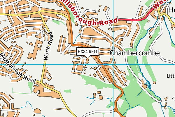 EX34 9FG map - OS VectorMap District (Ordnance Survey)