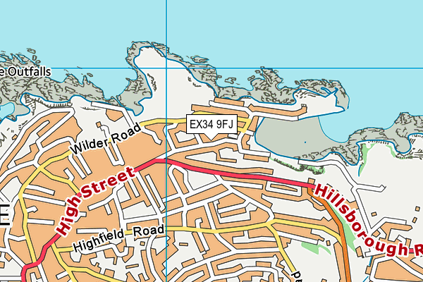 EX34 9FJ map - OS VectorMap District (Ordnance Survey)