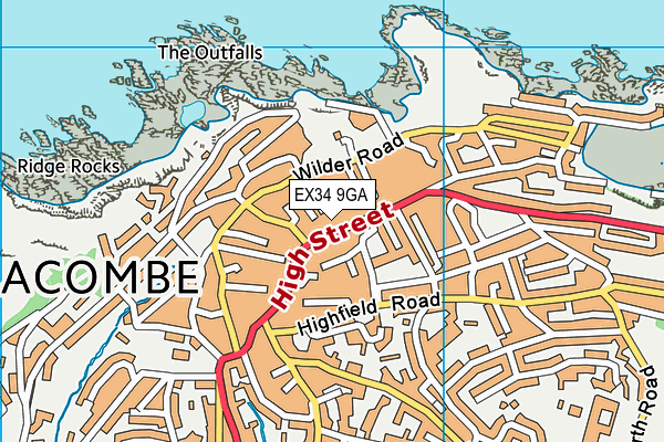 EX34 9GA map - OS VectorMap District (Ordnance Survey)